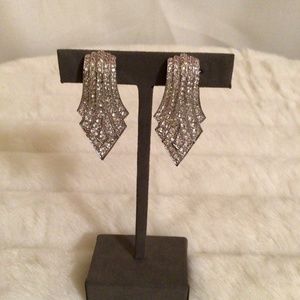 Vintage crystal silver clip on earrings